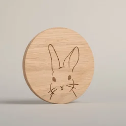 Eulenschnitt Untersetzer aus Eiche Hase