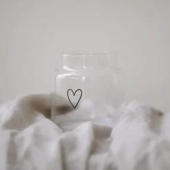 Eulenschnitt Vase aus Glas Herz Mittel