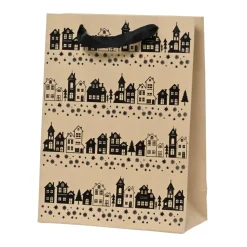 Flaschentasche Häuserlandschaft 2er Set beige