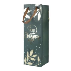 Flaschentüte Merry Christmas grün