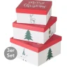 Geschenkbox Merry Christmas 3er-Set rot-weiß