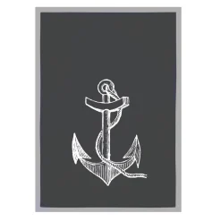 Geschirrtuch graubraun Anker weiß