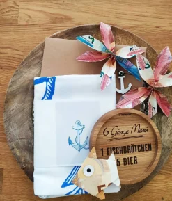 Geschirrtuch Hamburg Anker neonblau