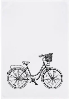 Geschirrtuch weiß Fahrrad dunkelgrau