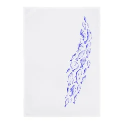 Geschirrtuch Weiß Fischschwarm Blau