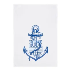 Geschirrtuch Weiß Hamburg Anker Neon Blau
