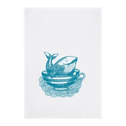 Geschirrtuch Weiß Taking a bath Blau