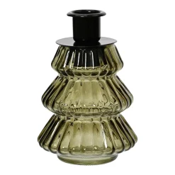 Glas Kerzenhalter Tanne olivgrün
