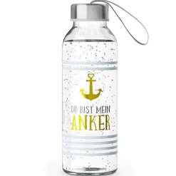 Glas Trinkflasche Du bist mein Anker