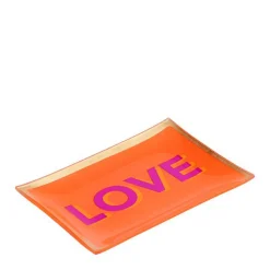 Glasteller Love orange Mittel