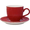 Greengate Tasse mit Untertasse Alice rot