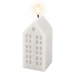 Großes LED Kerzenhaus Weiß mit Timer