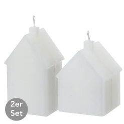 Haus Kerze grauweiß 2er-Set