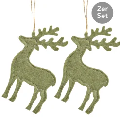 Hirsch zum Aufhängen 2er Set dunkelgrün