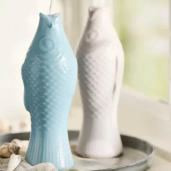 Ib Laursen Fisch Kerze leinenfarben