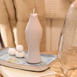 Ib Laursen Fisch Kerze leinenfarben