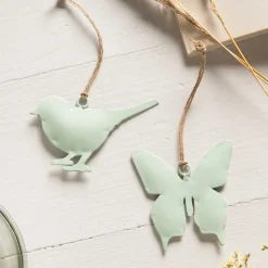 Ib Laursen Hänger Vogel & Schmetterling hellgrün 2er-Set