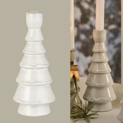 Ib Laursen Kerzenhalter gerillt 20,5 cm weiß