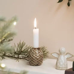 Ib Laursen Kerzenhalter Zapfen braun