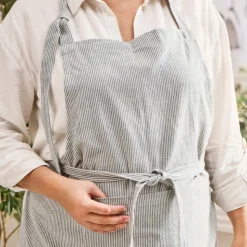 Ib Laursen Schürze dunkelblau gestreift