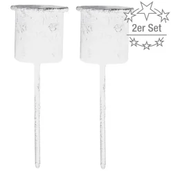 Ib Laursen Spieß für Stabkerze 2er-Set kurz weiß