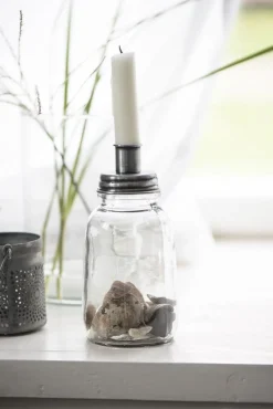 Ib Laursen Stabkerzenhalter silber Glas