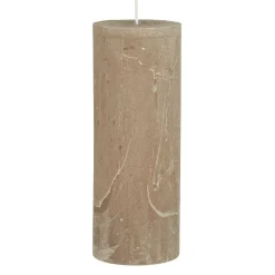 Ib Laursen Stumpenkerze rustikal leinenfarben 18 cm