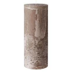 Ib Laursen Stumpenkerze rustikal leinenfarben 25 cm