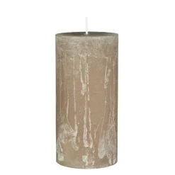 Ib Laursen Stumpenkerze rustikal leinenfarben 14 cm