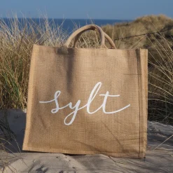 Jute-Shopper Sylt naturfarben weiß bedruckt