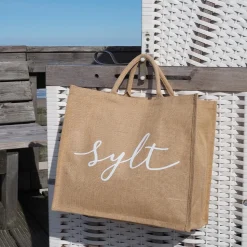 Jute-Shopper Sylt naturfarben weiß bedruckt