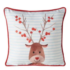 Kissen Rudolf gestreift hellblau 45 x 45 cm