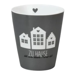 Krasilnikoff Happy Mug Zuhause ist wo dein Herz ist Anthrazit