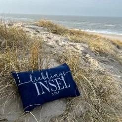 Limitierte Kissenhülle Lieblingsinsel Sylt navyblau 30 x 50 cm
