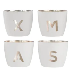 Madras Festive XMAS 4er-Set Weiß-Goldfarben Mittel