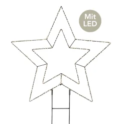 Micro LED Stabbeleuchtung doppelter Stern D 58 cm schwarz