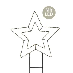 Micro LED Stabbeleuchtung doppelter Stern D 38 cm schwarz
