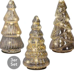 Micro LED Tannenbaum 3er Set silberfarben