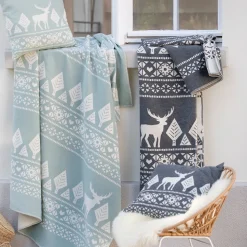 Nordic Baumwolldecke Hirsch Finn dunkelgrau