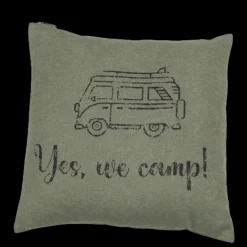 Nordic Kissenhülle Yes we camp dunkelgrün 50 x 50 cm