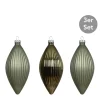 Ornamente Glas Olivenform 3er-Set grün