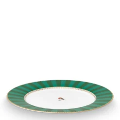 Pip Studio Frühstücksteller Love Birds Streifen grün 21 cm