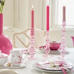 Pip Studio Kerzenhalter Glas gedreht rosa 20 cm