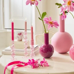 Pip Studio Kerzenhalter Glas gedreht rosa 28 cm