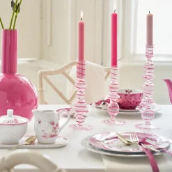 Pip Studio Kerzenhalter Glas gedreht rosa 28 cm