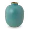 Pip Studio Metallvase blaugrün 32 cm matt