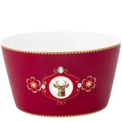 Pip Studio Schale Love Birds Medaillon Hirsch dunkelrot groß