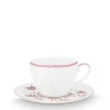 Pip Studio Tasse & Untertasse Jolie Punkte goldfarben rosa
