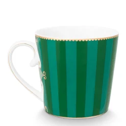 Pip Studio Tasse Love Birds Streifen grün groß