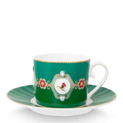 Pip Studio Tasse mit Unterteller Love Birds grün